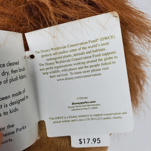 Disney Worldwide Conservation Fund Lion Plush Stuffed Toy With Original Tag - Picture 6 of 11